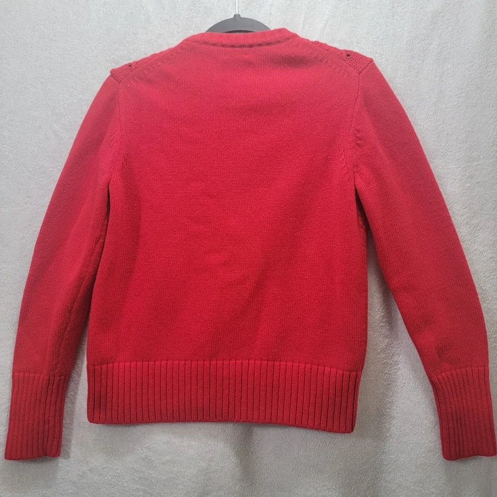 J. Crew Lambs Wool Blend Pointelle Cable Front‎ Red Sweater Women's Large